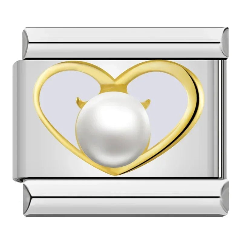 Charm Corazón Dorado Perla - Italian Charms