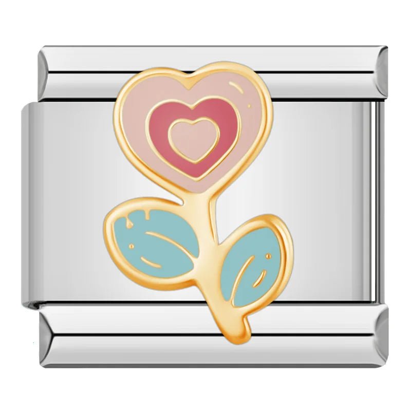Charm Corazon Flor - Italian Charms