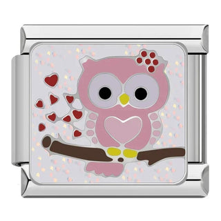 Charm Búho Rosa - Italian Charms