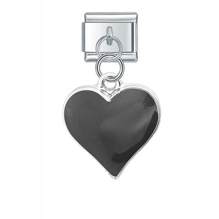 Charm Colgante Corazón negro - Italian Charms