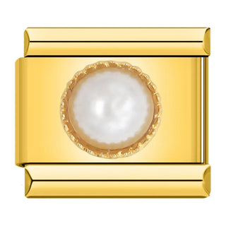 Charm con perla y base dorada - Italian Charms