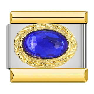 Charm con piedra azul intenso y detalles dorados - Italian Charms