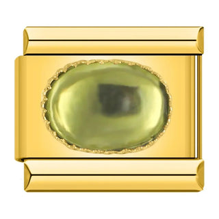 Charm con una piedra verde en una base dorada - Italian Charms
