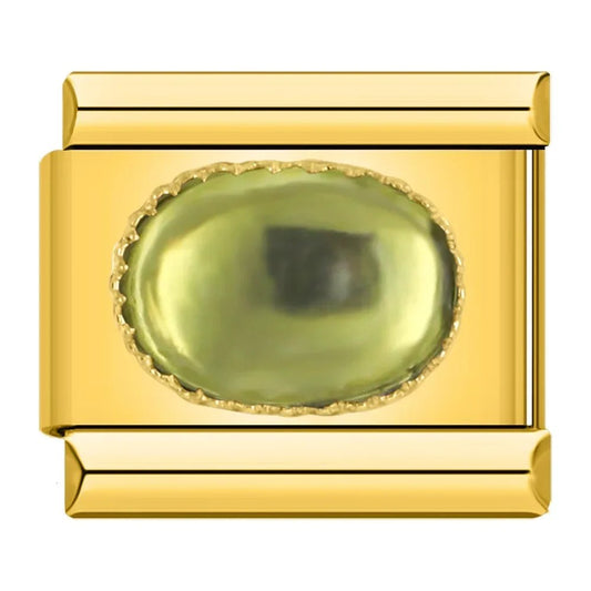 Charm con una piedra verde en una base dorada - Italian Charms
