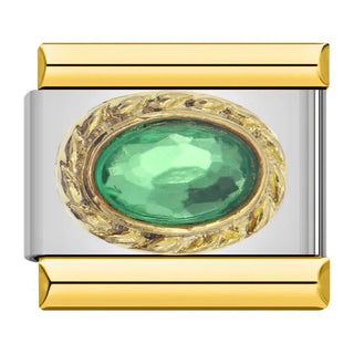Charm con una piedra verde engarzada - Italian Charms