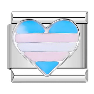 Charm Corazón Azul Rosa - Italian Charms