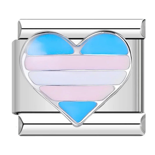 Charm Corazón Azul Rosa - Italian Charms