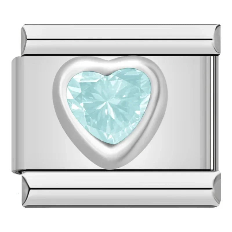 Charm Corazon Brillo Azul - Italian Charms
