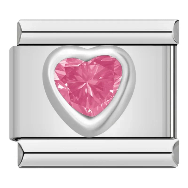 Charm Corazon Brillo Rosa - Italian Charms