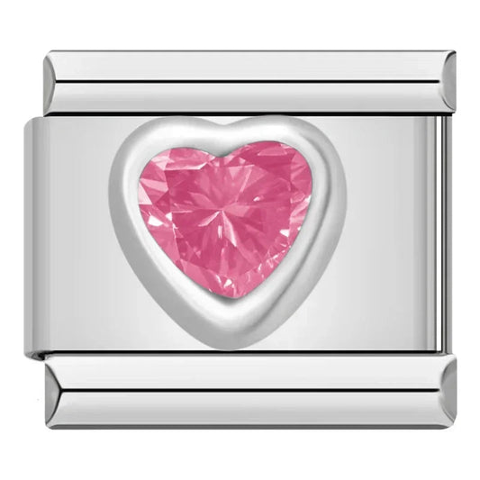 Charm Corazon Brillo Rosa - Italian Charms