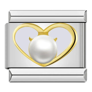 Charm Corazón Dorado Perla - Italian Charms