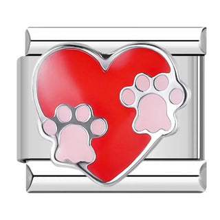 Charm Corazón Huellas - Italian Charms