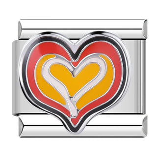 Charm Corazón Naranja Amarillo - Italian Charms