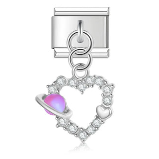 Charm corazón planeta - Italian Charms