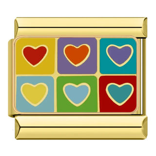 Charm Corazones de colores - Italian Charms