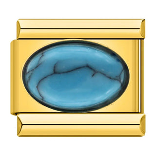 Charm piedra azul y detalles dorados evoca tranquilidad - Italian Charms