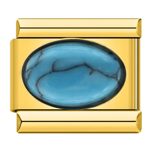 Charm piedra azul y detalles dorados evoca tranquilidad - Italian Charms